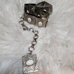 Vintage 80s white cabochon belt‎ S/M